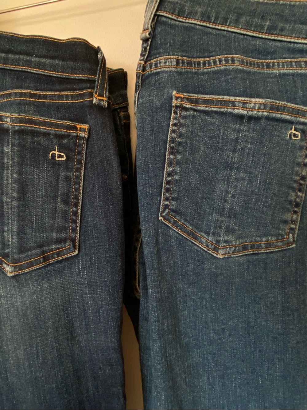 2 Pairs of rag & bone Stretchy Cotton Skinny Jeans in Dark Indigo Size 26 Y2K